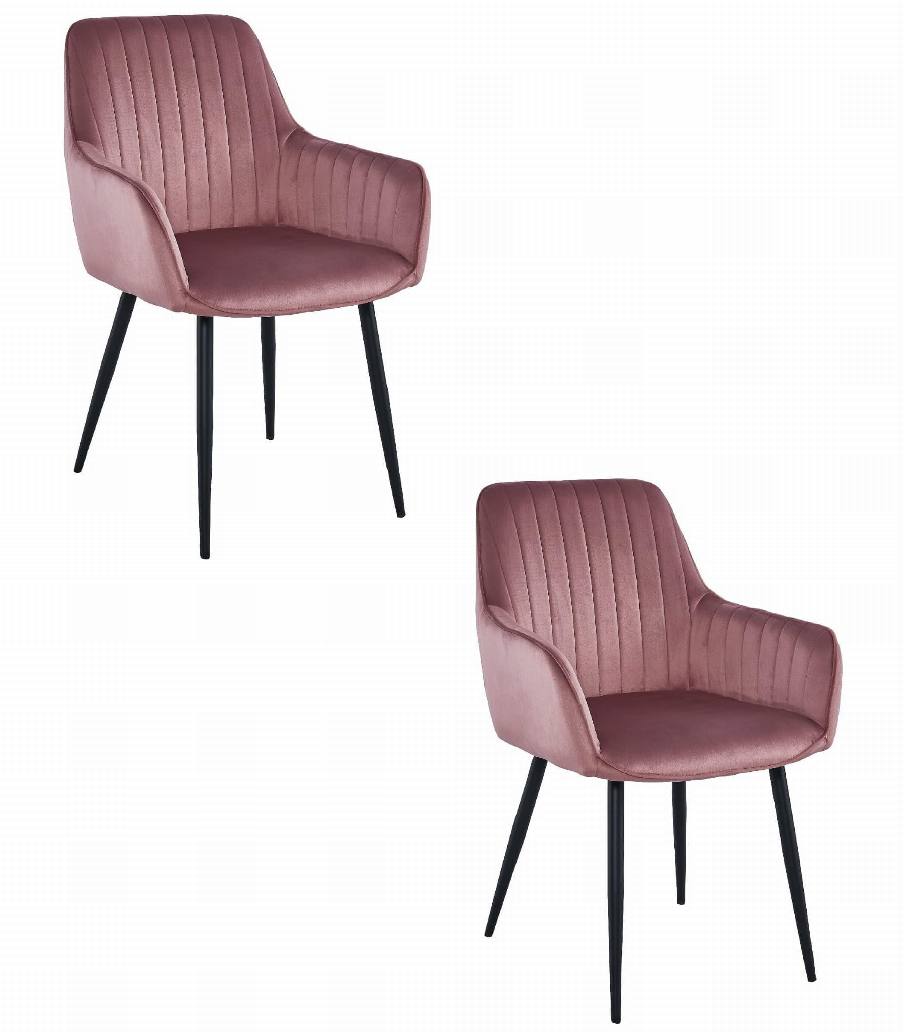 ESSZIMMERSTUHL 2er Set Rosa Velours, gepolsterte Rückenlehne, bequeme Sitzfläche - Pink, Textil (51/86/56cm) - Best For Home