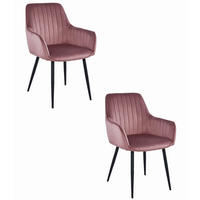 ESSZIMMERSTUHL 2er Set Rosa Velours, gepolsterte Rückenlehne, bequeme Sitzfläche - Pink, Textil (51/86/56cm) - Best For Home