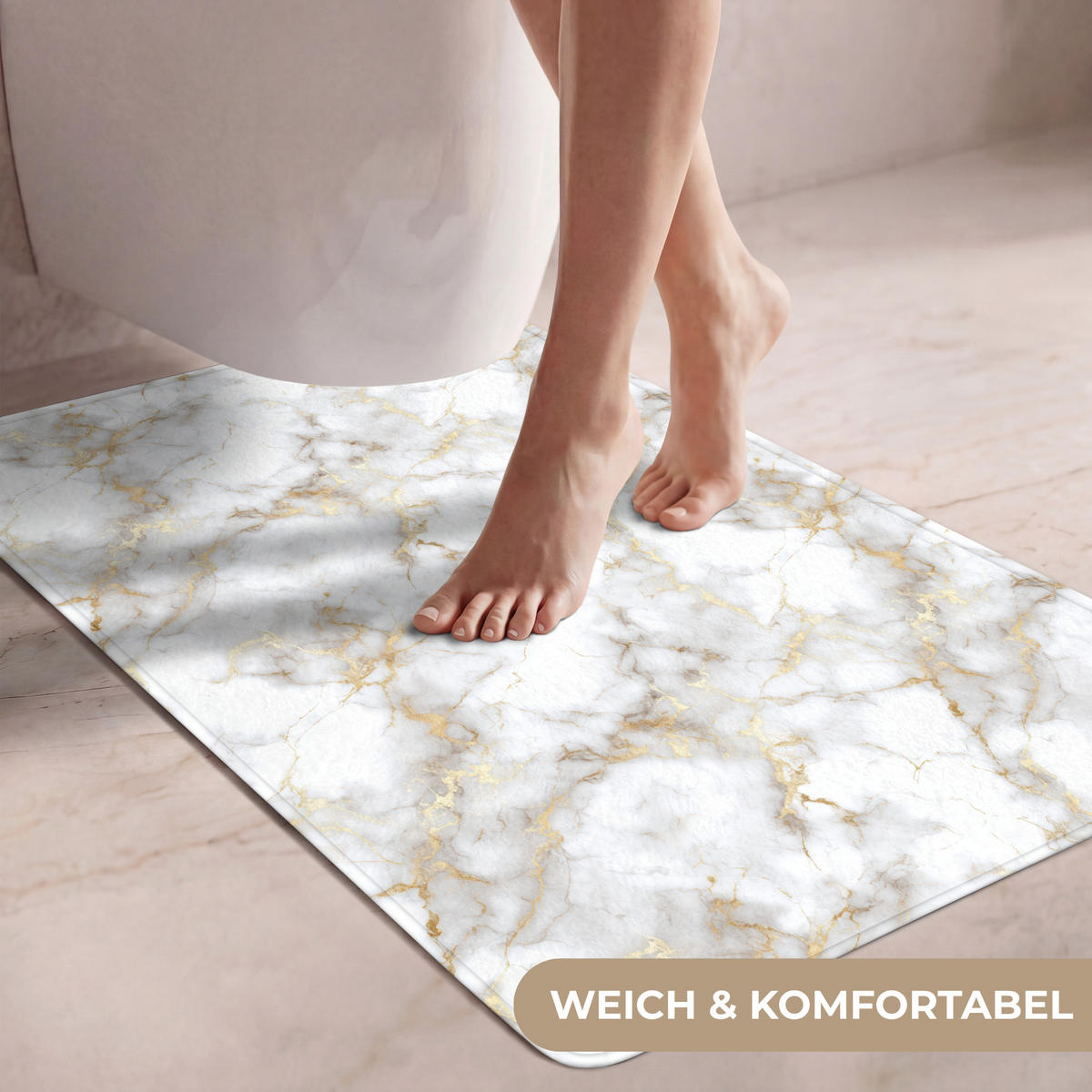 WC PŘEDLOŽKA Zlaté žilky - Mramor - Bílý 60x90 cm - bílá, textil/plast (60/1cm) - OnlyWow