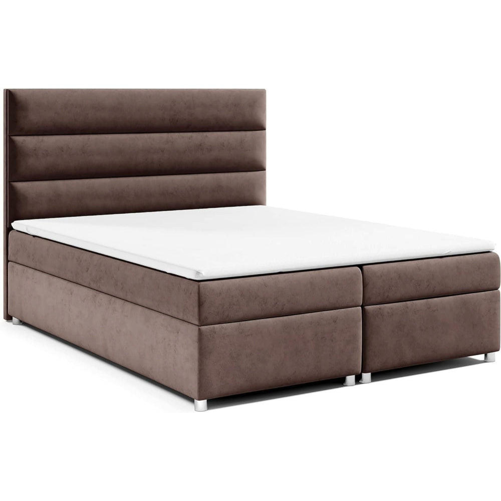 BOXBETT mit Bettkasten Trinity K-1 Bonellfederkern inkl. Topper - Braun, Holz/Holzwerkstoff (200/200cm) - Best For Home