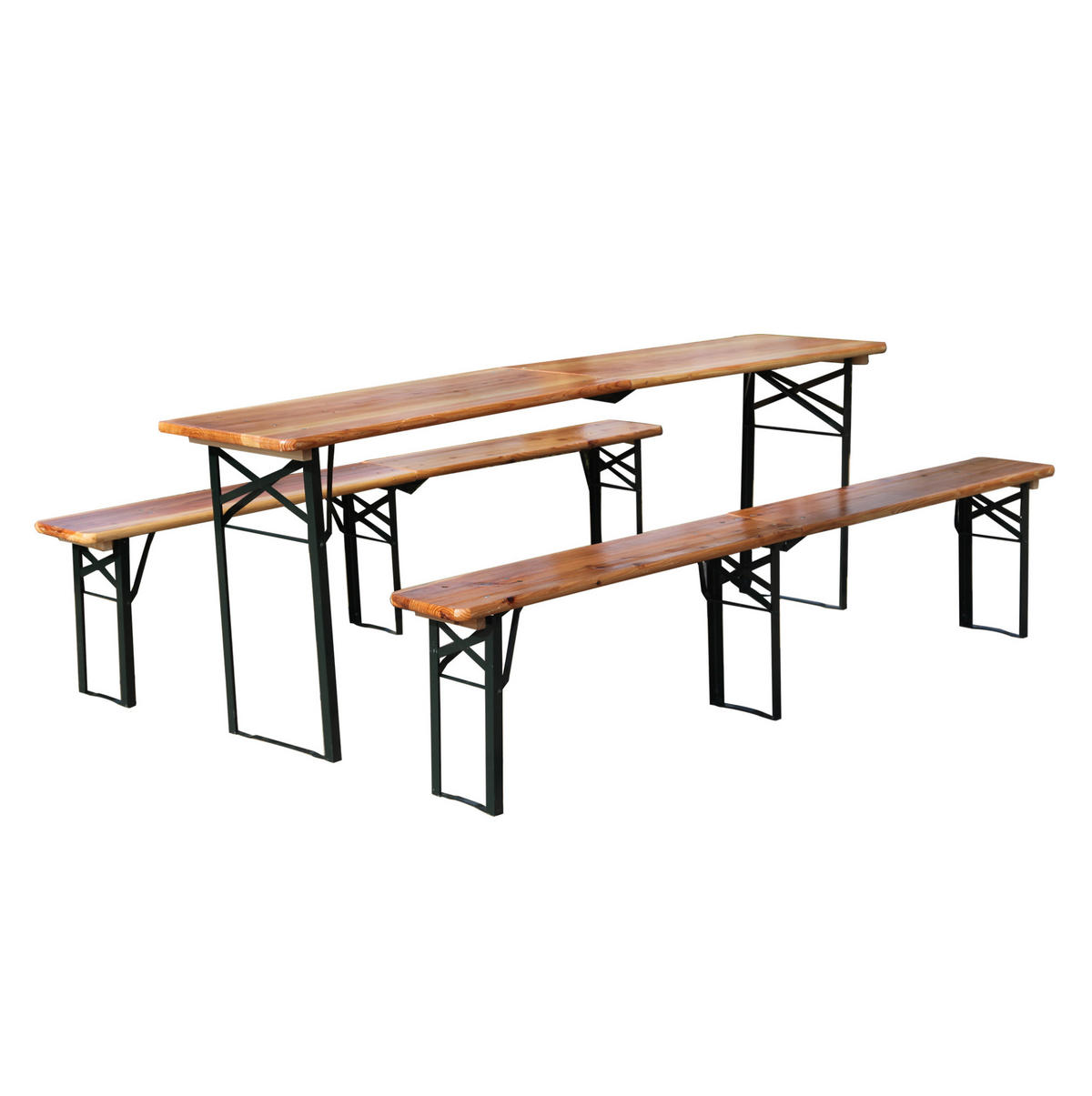 GARTENMÖBELSET aus Massives Holz und Metall 220 x 50 x 78 cm natur klappbar - Naturfarben, Metall - Modfu