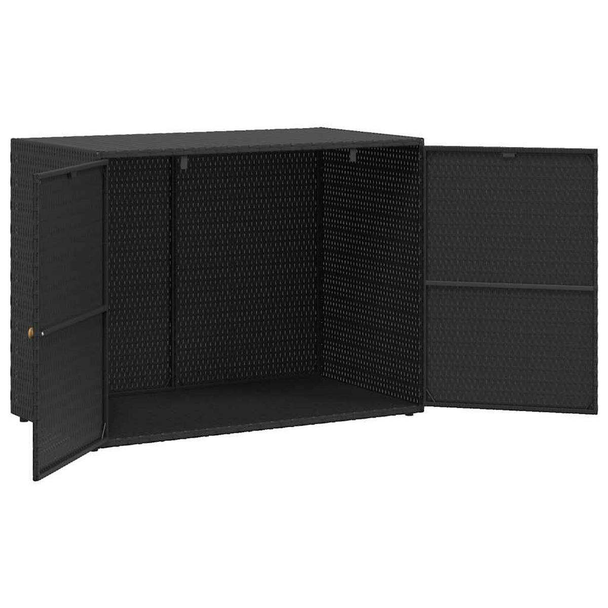 GARTENSCHRANK Schwarz 100/55,5/80 Cm Poly Rattan - Schwarz, Holzwerkstoff (55.5/80/100cm) - vidaXL