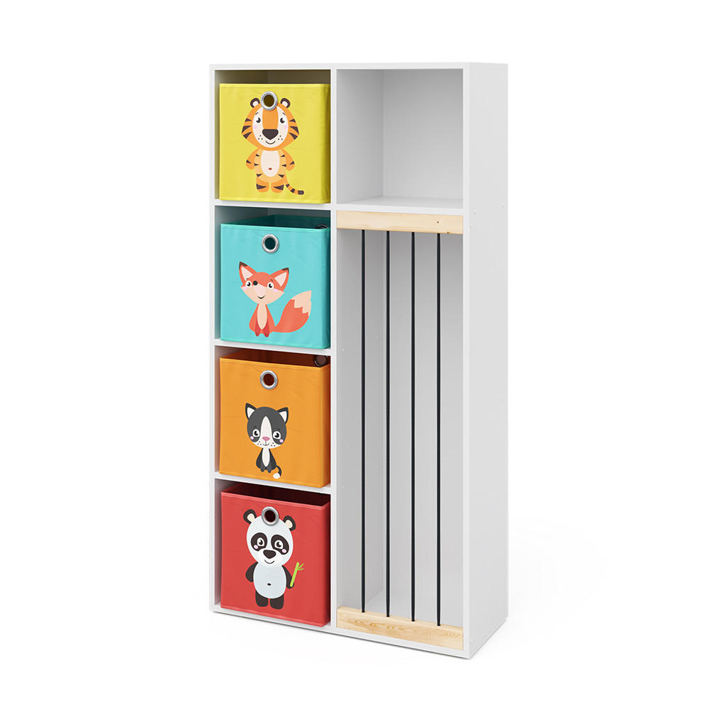 KINDERREGAL Marvin Weiß 72 x 143 cm mit 4 Faltboxen opt.1 - Weiß, Holzwerkstoff (72/143/29.1cm) - Vicco