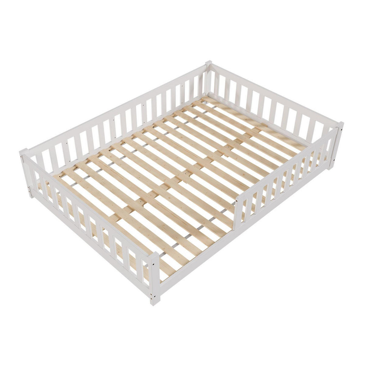KINDERBETT Naya weiß mit Matratze 140x200 cm - Weiß, Holz (140/200cm) - Juskys