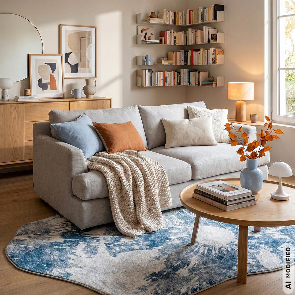 TEPPICH Arona Iris Mazovia Unregelmäßige Form 120x160cm Blau Grau Abstrakt Kurzflor - Blau, Textil (120/160cm) - Mazovia