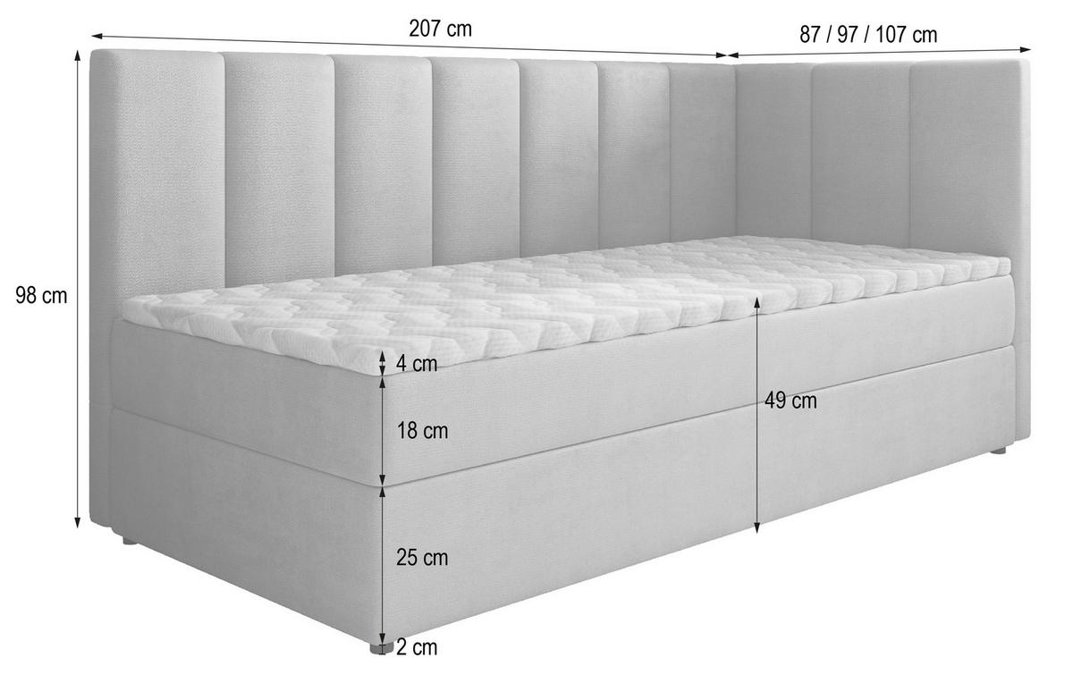 BOXBETT BEVE 80x200 cm mit Matratze und Topper, H2+H3 - Beige - Beige, Holz (80/200cm) - MASSENO