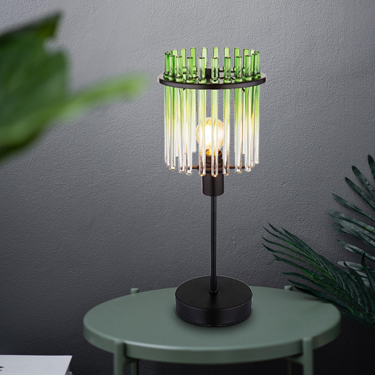 TISCHLEUCHTE GORLEY Metall Grün - Grün, Glas (15/15/37.5cm) - Globo Lighting