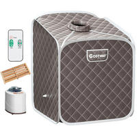 AMPFSAUNA Tragbare grau - Grau, Textil (85/106/84cm) - COSTWAY