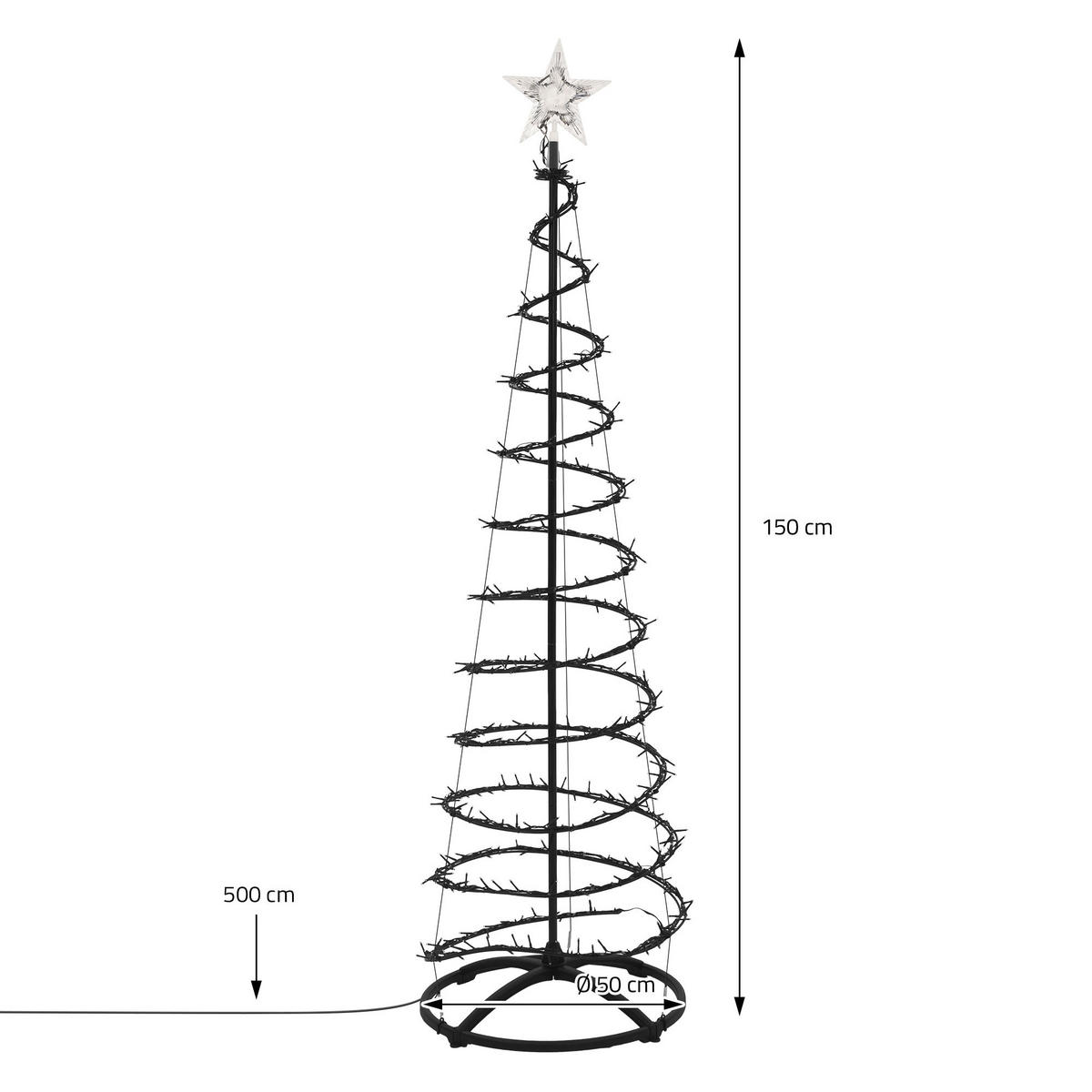 LED WEIHNACHTSBAUM Außen 150 cm Weihnachtsdeko mit Lichterkette 524 LED Warmweiß - Schwarz, Kunststoff (150cm) - ECD-Germany
