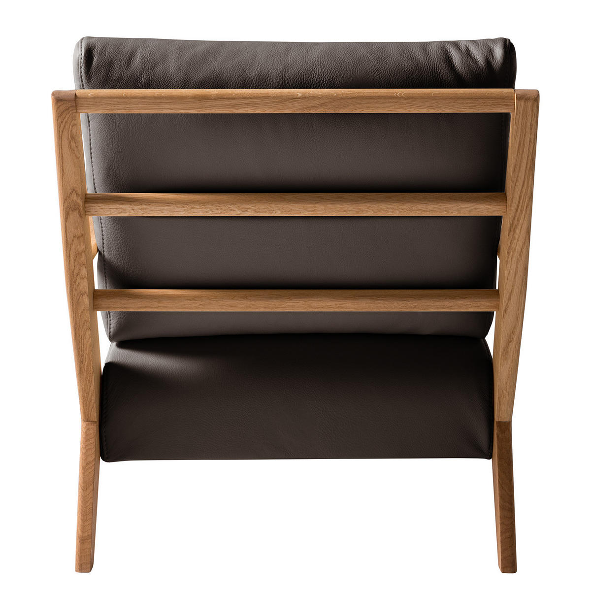 SESSEL - Dunkelbraun/Braun, Leder/Eichenholz (83/80/75cm) - home24