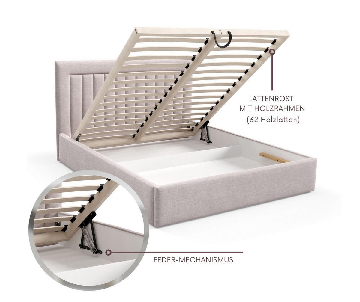 POLSTERBETT BEZA I - Dunkelbeige - Beige, Textil (160/200cm) - AN-Moebel 4u