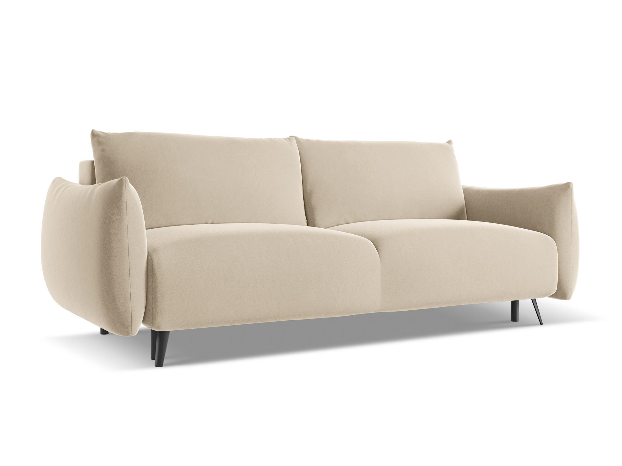 3-SITZER SOFA mit Schlaffunktion Samt Stoff Beige - Beige/Creme, Textil/Metall (230/86/105cm) - Makamii