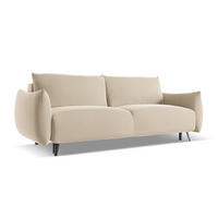 3-SITZER SOFA mit Schlaffunktion Samt Stoff Beige - Beige/Creme, Textil/Metall (230/86/105cm) - Makamii