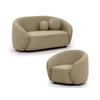 SITZGARNITUR 2+1 Roundi Beige Bouclé - Beige/Schwarz, Holz/Kunststoff (150/76/80cm) - S-Style Möbel