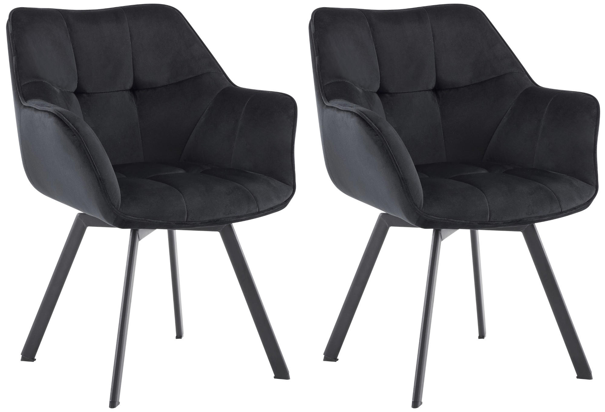 ESSZIMMERSTUHL 2er Set Samt Schwarz - Schwarz, Textil/Metall (60/81/59cm) - CLP
