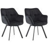 ESSZIMMERSTUHL 2er Set Samt Schwarz - Schwarz, Textil/Metall (60/81/59cm) - CLP