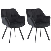 ESSZIMMERSTUHL 2er Set Samt Schwarz - Schwarz, Textil/Metall (60/81/59cm) - CLP