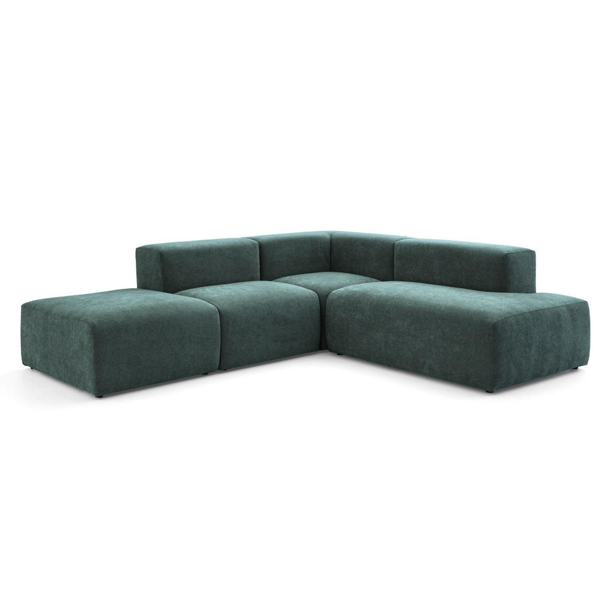 4-SITZER modulares Ecksofa HEAVEN SET 3 Rechts, Breite 270 cm Webstoff Dunkelgrün - Dunkelgrün/Schwarz, Holz/Kunststoff (270/245cm) - Muffo