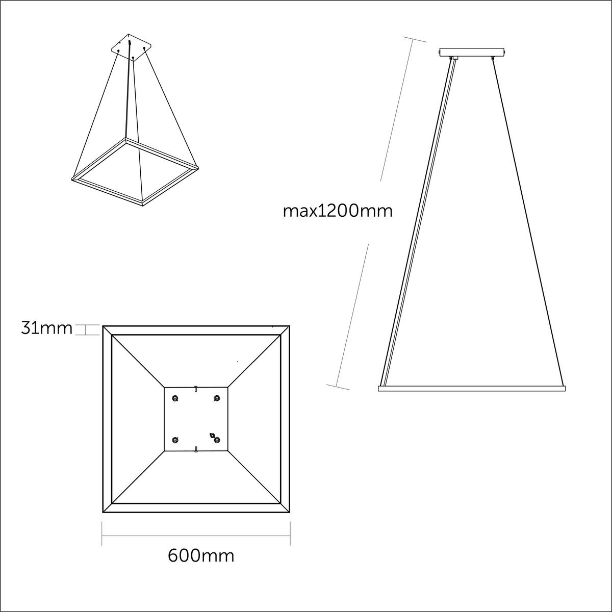 LED-HÄNGELEUCHTE - Gelb, Metall (60/60/100cm) - Lumicom