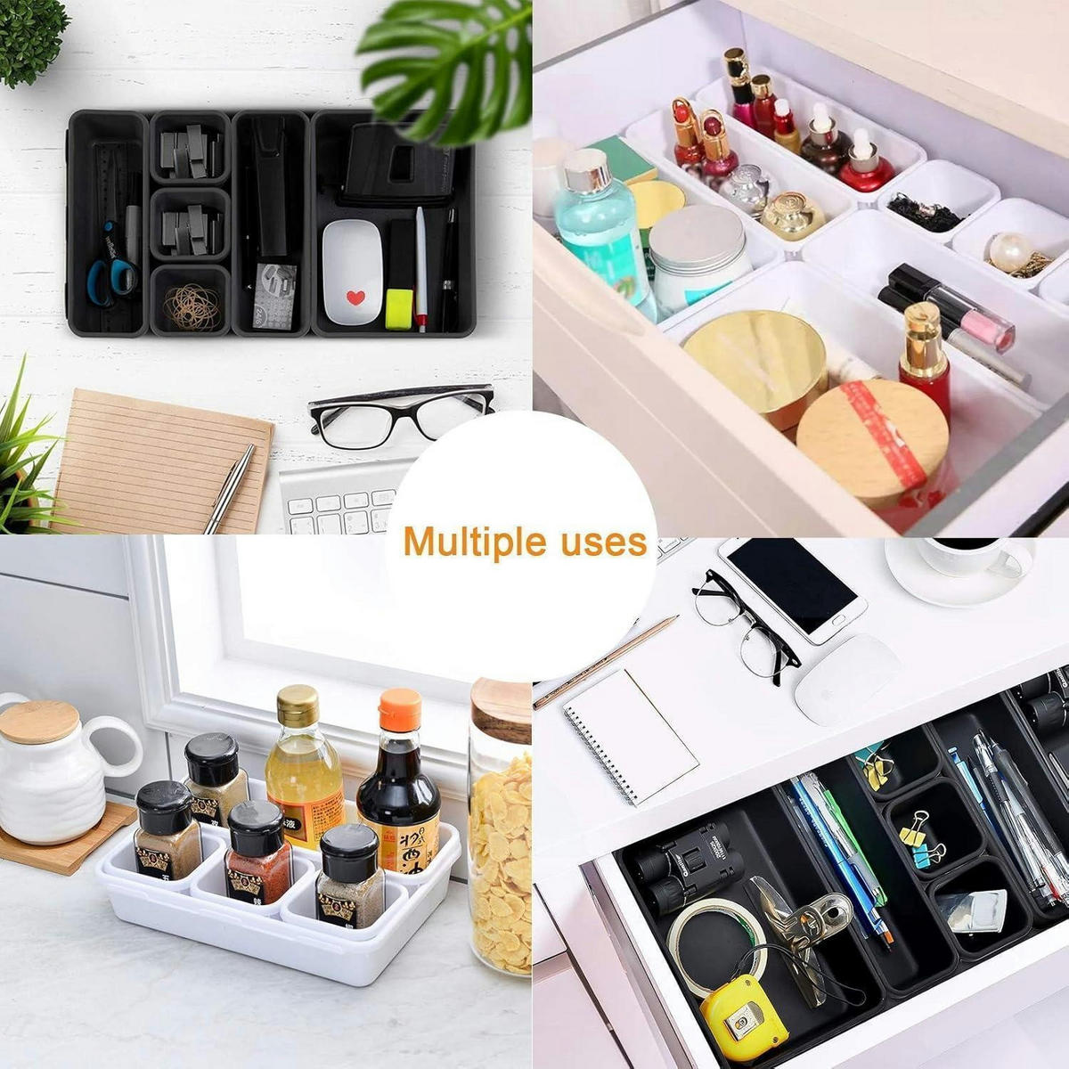 SCHUBLADEN Organizer 8-teiliges Set Dunkelgrau - Anthrazit, Kunststoff (10/2/10cm)