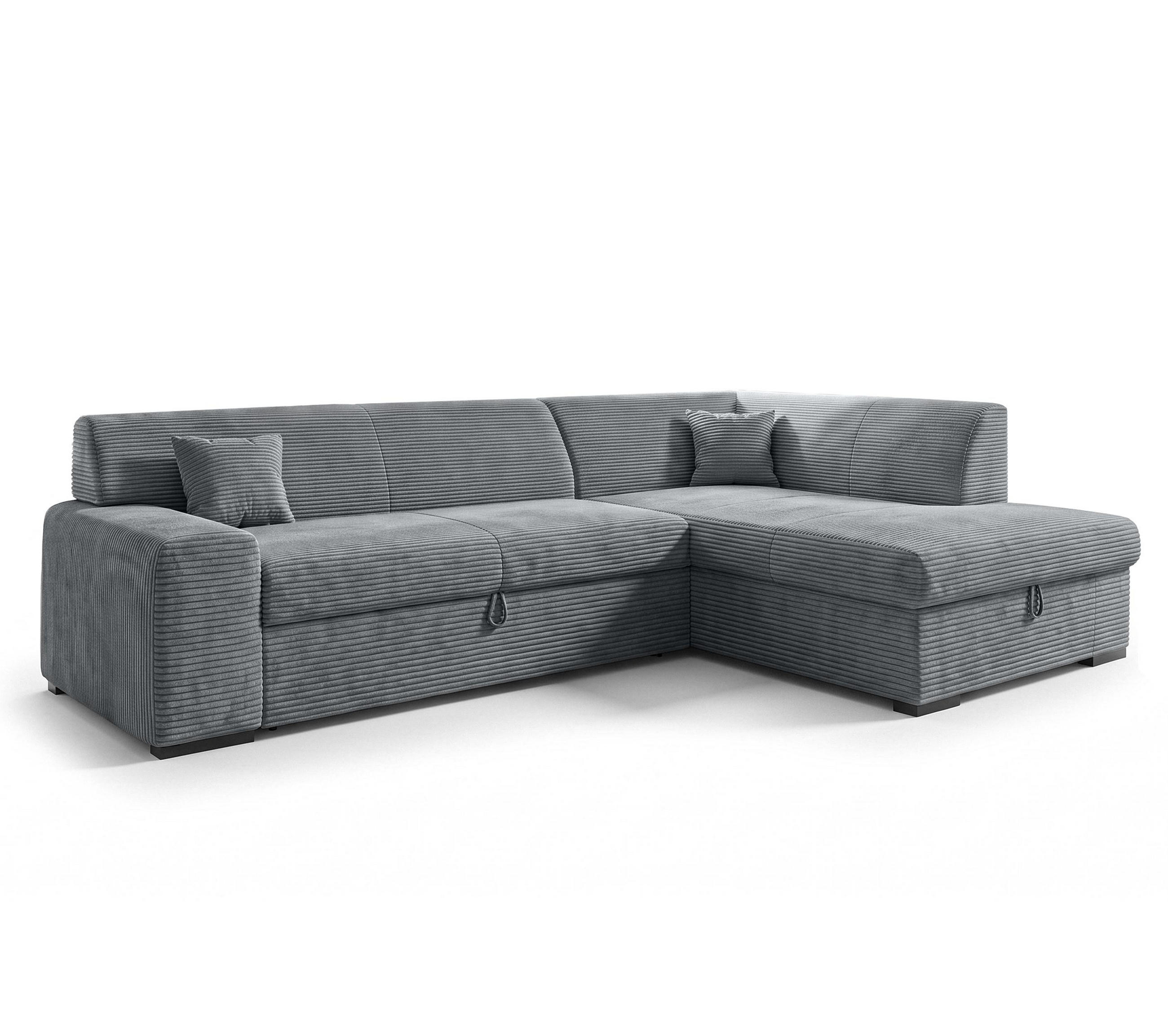 ECKSOFA L Form Lucera Grau 260/175/71 cm Rechts mit Schlaffunktion - Schwarz/Grau, Kunststoff/Textil (175/260cm) - AX Living