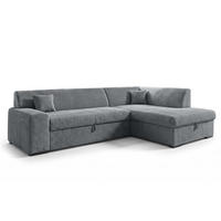 ECKSOFA L Form Minosa Grau 260/175/71 cm Rechts mit Schlaffunktion - Schwarz/Grau, Kunststoff/Textil (175/260cm) - AX Living