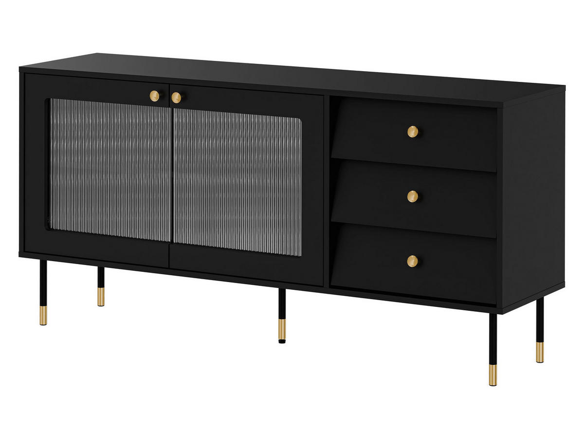 SIDEBOARD Valerio 150 - Goldfarben/Schwarz, Holzwerkstoff/Kunststoff (150/75/39cm) - MIRJAN24