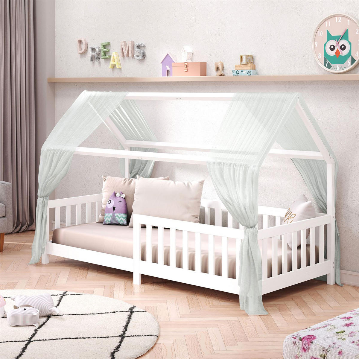 HAUSBETT NINA 90X200 CM - Weiß, Holz (96/135/206cm) - IDIMEX