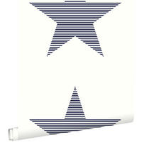 TAPETE gestreifte Sterne 53 cm x 10.05 m - Blau, Papier (53/0.1cm) - ESTAhome