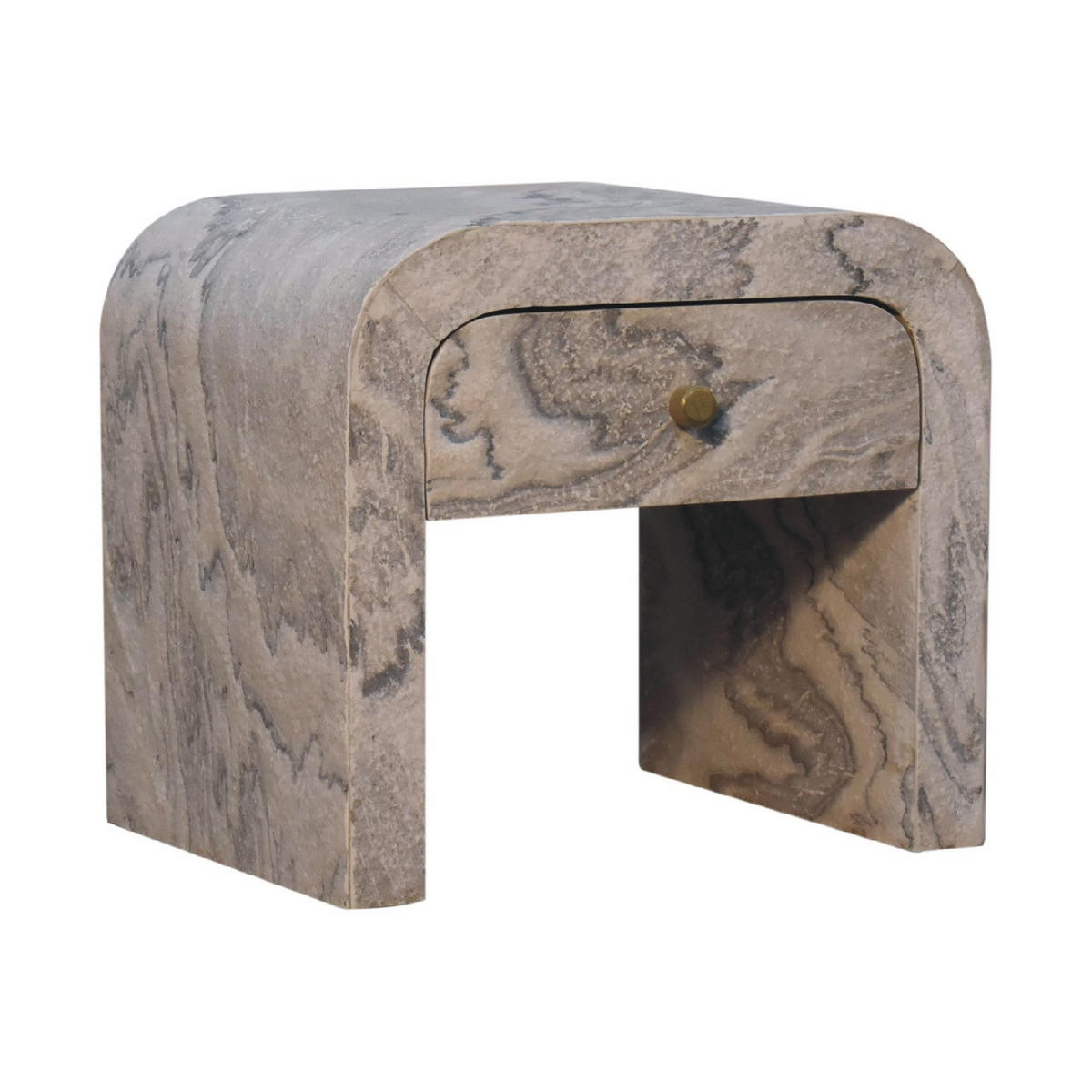 NACHTTISCH aus Massivholz - Messingfarben/Weiß, Holz/Metall (45/40/35cm) - Artisan Furniture