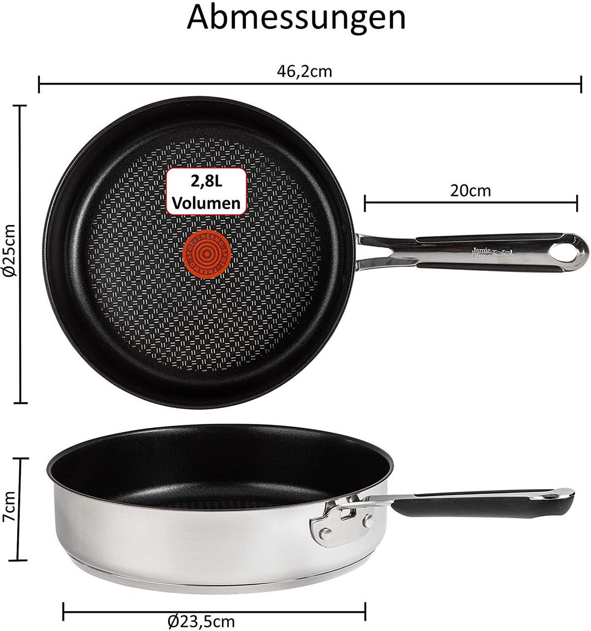 SCHMORPFANNE E76 Jamie Oliver Silber 3er Set - Silberfarben, Keramik/Metall (25cm)
