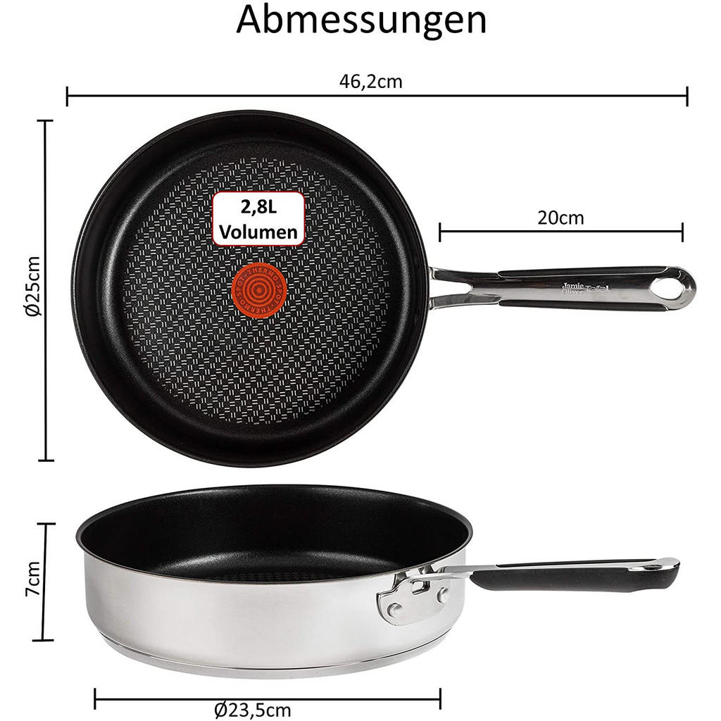 Thumbnail - Tefal Schmorpfanne, Silber, Keramik, Rund, antihaftbeschichtet, Kochen, Pfannen, Bratpfannen