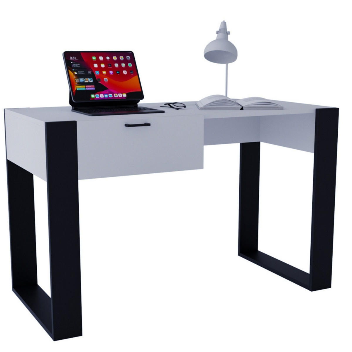 SCHREIBTISCH Weiß 120/73/53,6 cm - Schwarz/Weiß, Holzwerkstoff (53.6/120/73cm) - CraftPAK