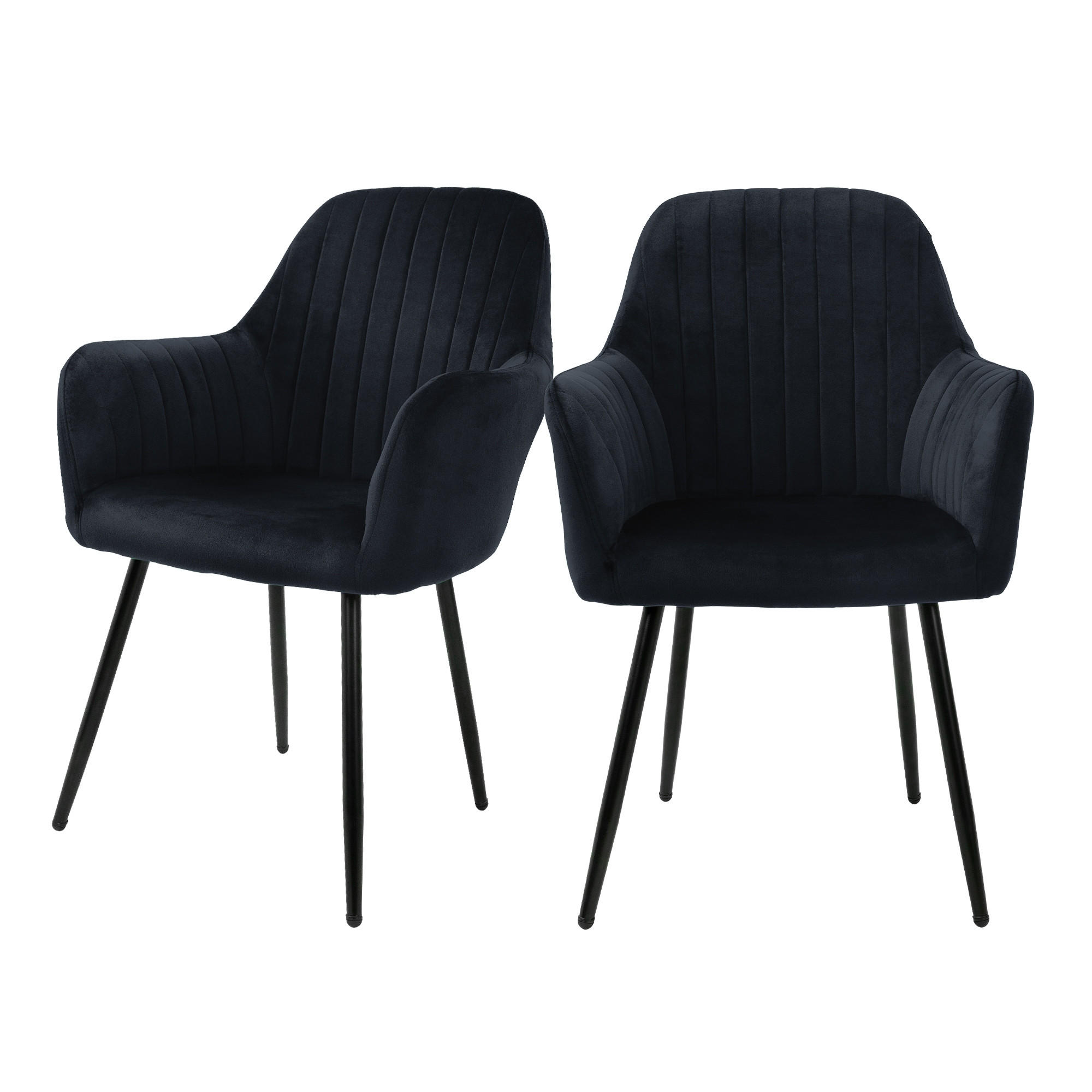 ML-DESIGN JÍDELNÍ ŽIDLE, sada 2 ks, černý samet