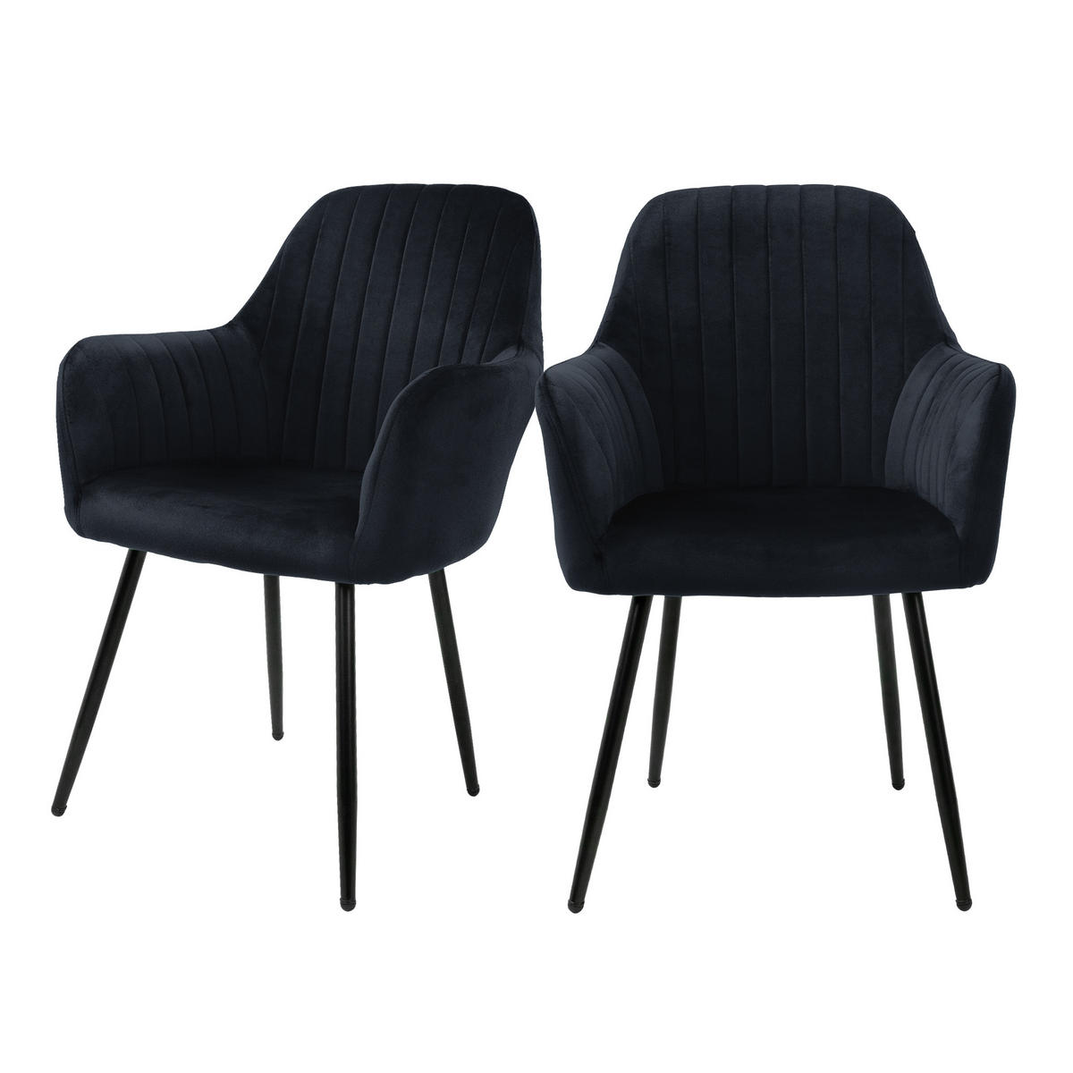 STUHL Samt schwarz - Schwarz, Metall (60/84/58cm) - ML-DESIGN