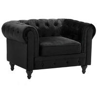 SESSEL Samtstoff schwarz Chesterfield - Dunkelbraun/Schwarz, Textil (110/70/75cm) - Beliani