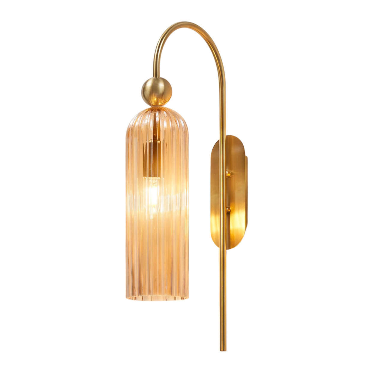 WANDLEUCHTE Leonora, Bernstein und Messing, 53.5cm - Goldfarben, Glas (10/53.5/27cm) - KOSILUM