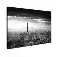 LEINWANDBILD Paris - Skyline - Eiffelturm - Stadt - Wolken Wohnzimmer Groß 120x80 cm - Dunkelgrau, Textil (120/80cm) - MuchoWow