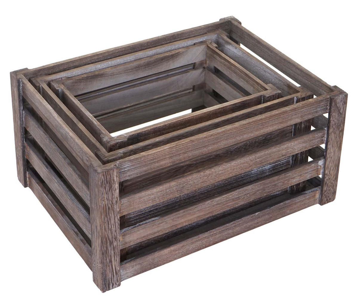 HOLZKISTE 3ER-SET Dunkelbraun 3er-Set-Set - Dunkelbraun, Holz (30/41/21cm) - MCW