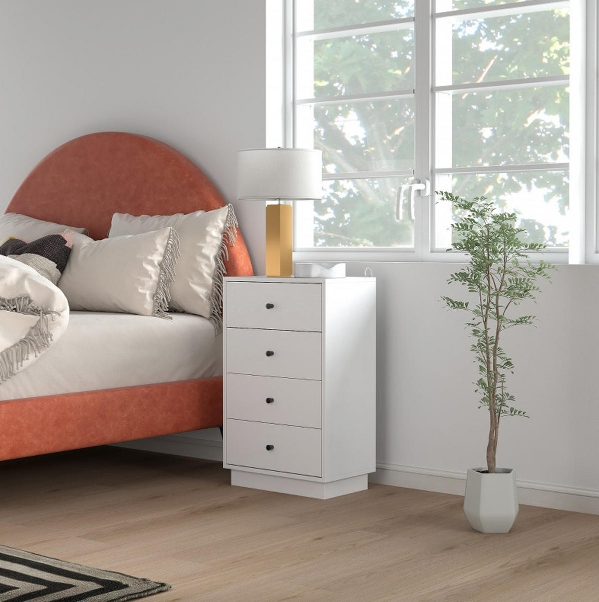 KOMMODE aus Spanplatte 47x29x75 cm Weiß mit 4 Schubladen und Anti-Kipp-Schutz - Weiß, Holzwerkstoff (47/75/29cm) - IVMEU