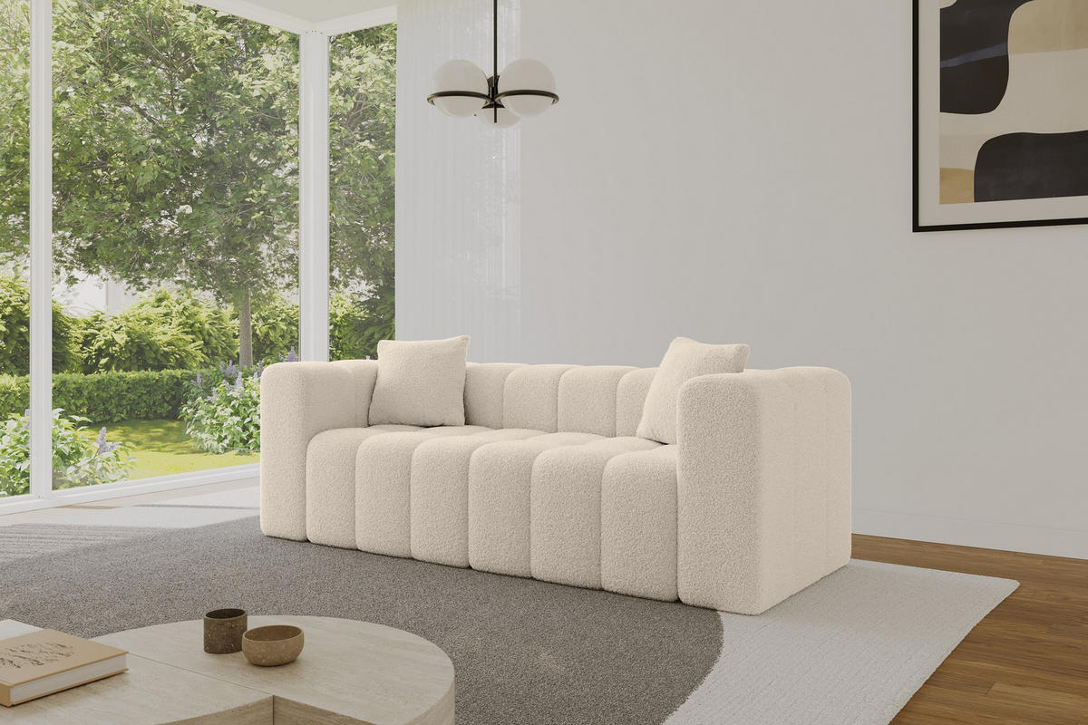 SOFA 2-Sitzer DONY-2 232x90x71 cm Dunkelbeige Bouclé - Schwarz/Cappuccino, Holzwerkstoff/Kunststoff (232/71/90cm) - ALTDECOR