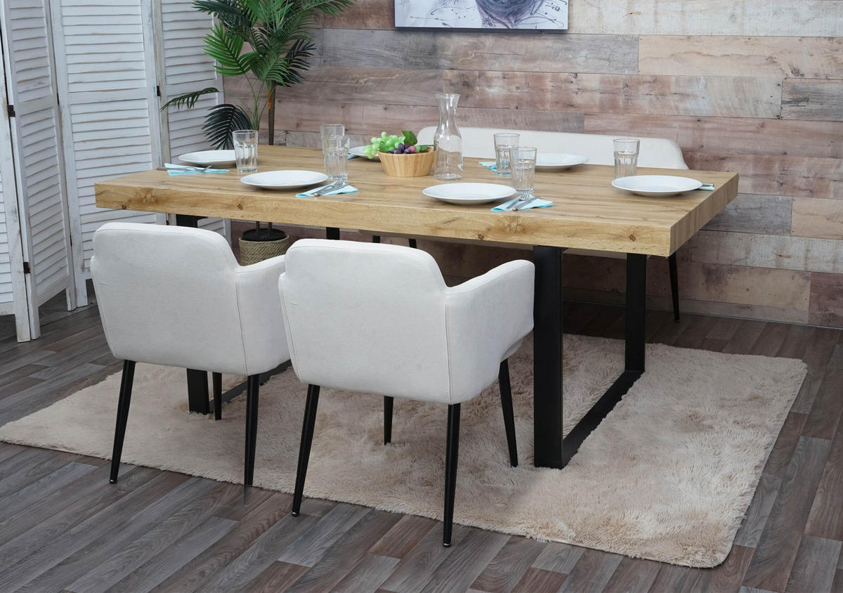 ESSZIMMER-SET Cremeweiß 3er-Set - Weiß, Textil (133/77/56cm) - MCW