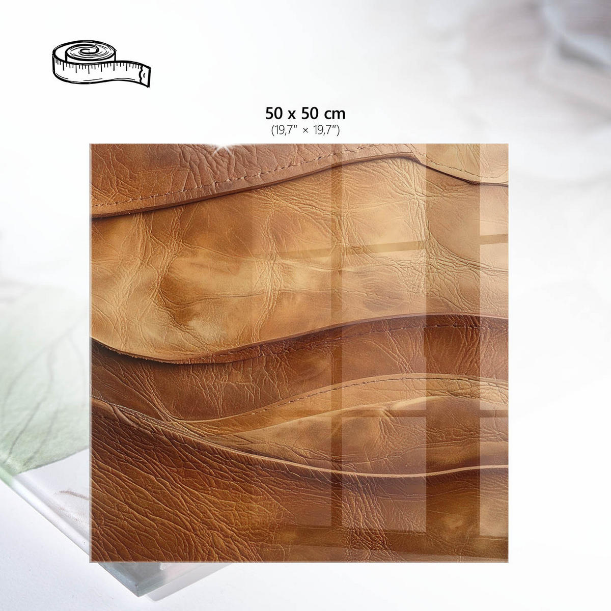 TISCHPLATTE 50x50 cm – Lederstruktur - Weiß, Glas (50/50/0.4cm) - Wallfluent