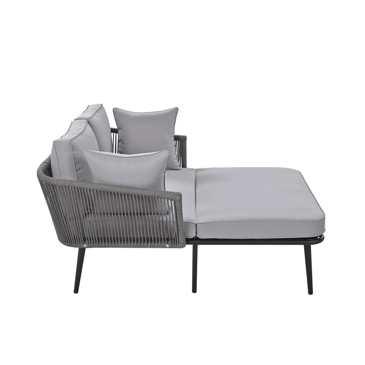 LOUNGESOFA mit 2 Kissen und 2 Polster，Grau - Grau, Textil (130/67/120cm) - KOMHTOM