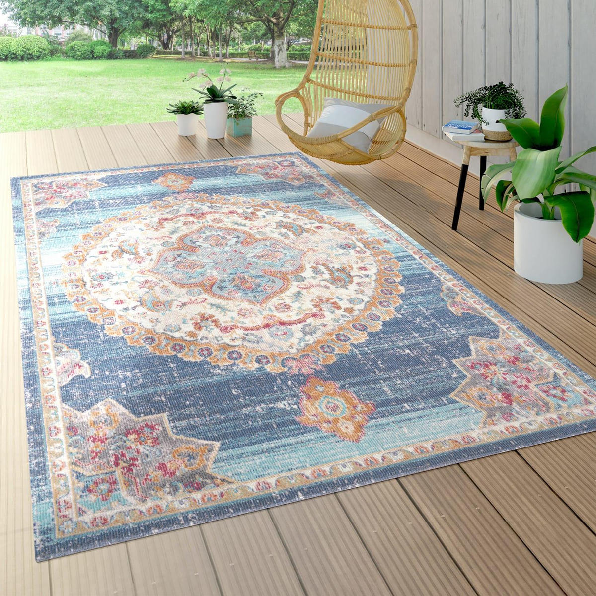 OUTDOOR-TEPPICH TORRES 279 BLAU 60X100 - Blau, Kunststoff (60/100cm) - Paco Home