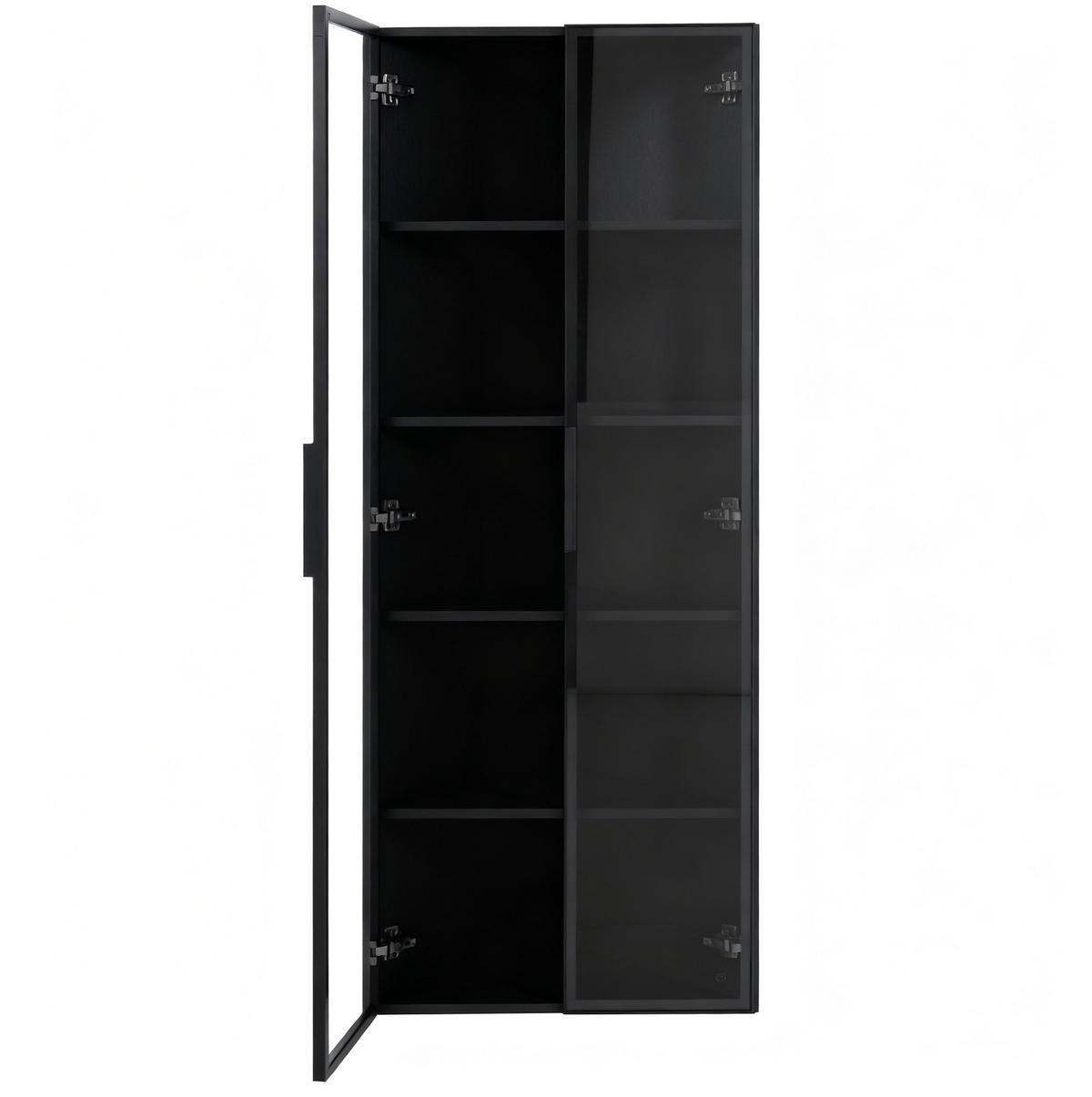 ECKVITRINE mit LED 62 x 35 x 160 cm MDF Glas Black - Schwarz, Glas (35/160/62cm) - Beauniv