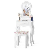 SCHMINKTISCH set kosmetiktisch Weiß - Weiß, Holz (30/136/50cm) - COSTWAY