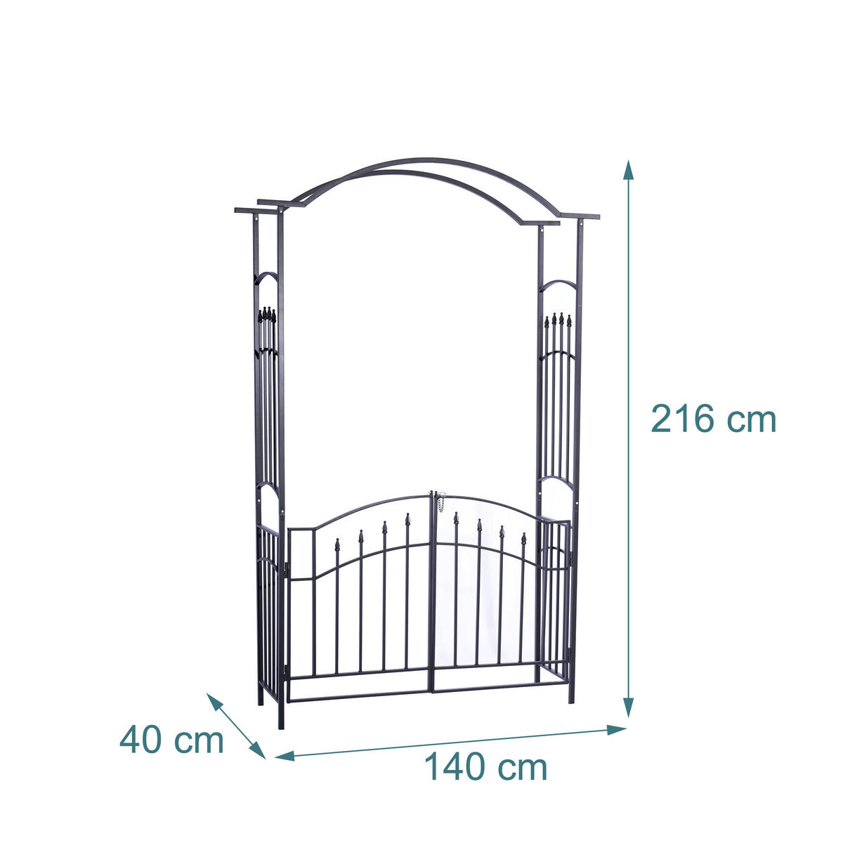 ROSENBOGEN - Schwarz, Metall (140/216/40cm) - Relaxdays