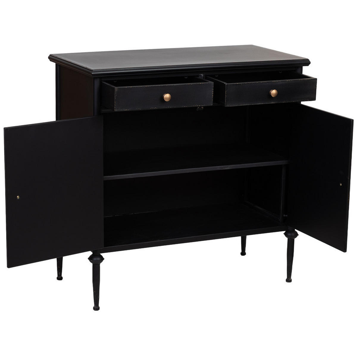 SCHRANK mit 2 Türen und 2 Metall-Schubladen 80x40x80 cm - Schwarz, Metall (80/80/40cm) - Wanderlust