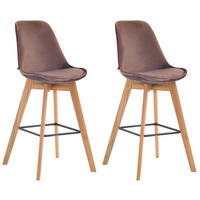 BARHOCKER Medoc, 2er Set, Gestell Natura, Samt Braun - Braun/Naturfarben, Holz/Textil (48/100/56cm) - TPFLiving